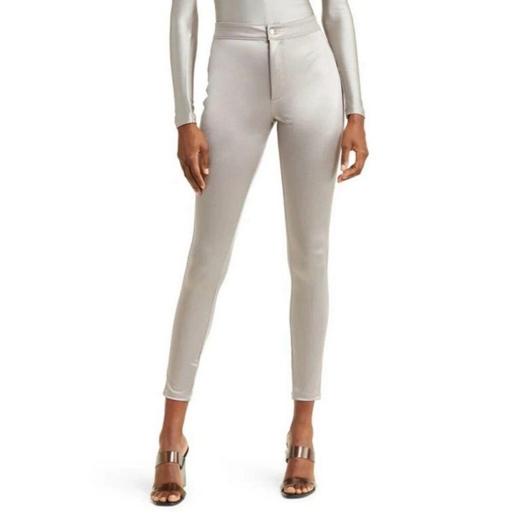 Revolve SKIMS Disco Skinny Pants in Gray Silver Sz Large NWOT